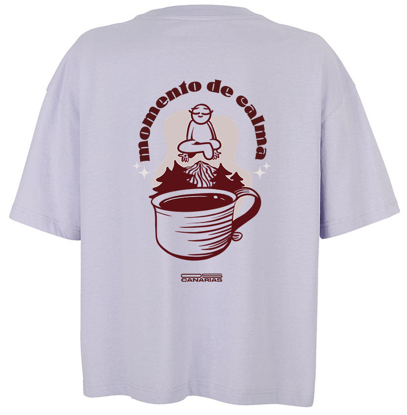 Camiseta Oversize Mujer Lila con Diseño "Momento de Calma" | Our Style Canarias - ourstyle.es