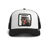 Gorra Goorin Bros Strength Panther Trucker Blanca y Negra | Our Style Canarias