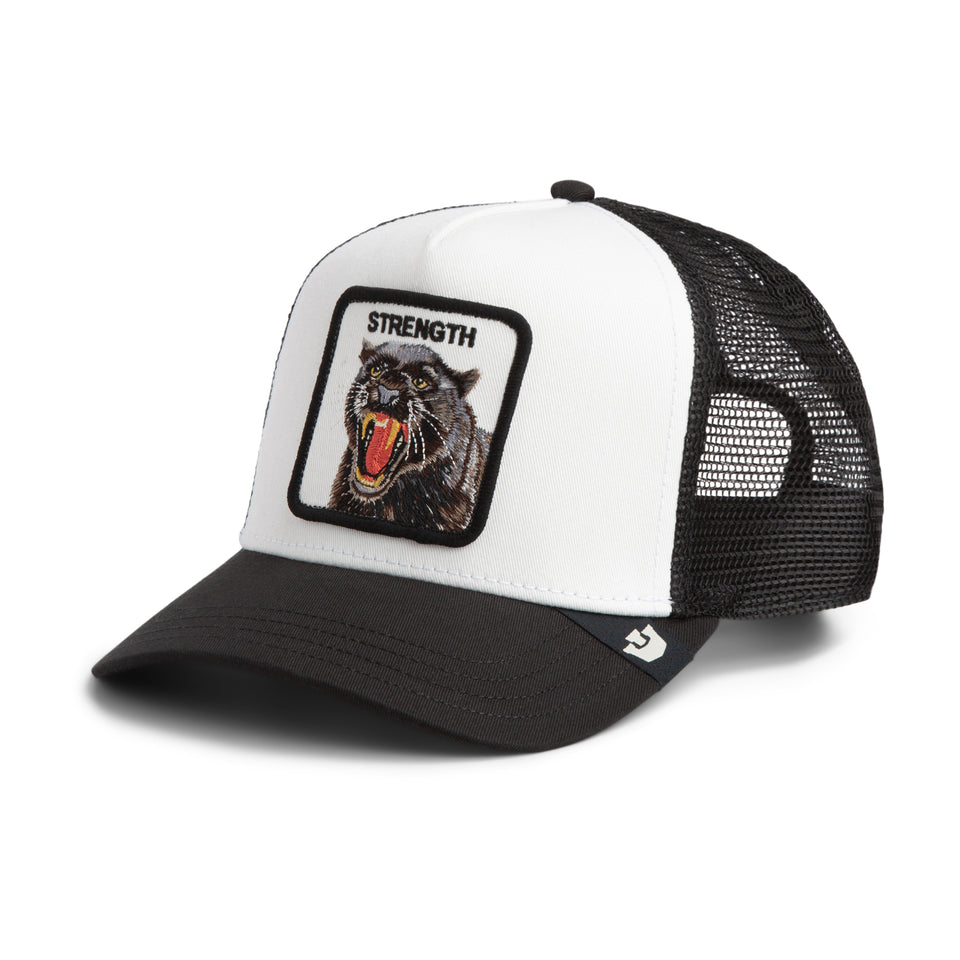 Gorra Goorin Bros Strength Panther Trucker Blanca y Negra | Our Style Canarias - ourstyle.es