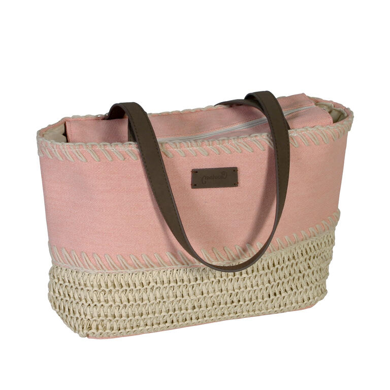 Bolso 2 Asas Combi Pespuntes Chicle 40x13x22 | Color y Estilo para tu Verano - ourstyle.es