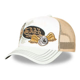 Gorra Trucker Von Dutch Winged Eye Blanca y Beige