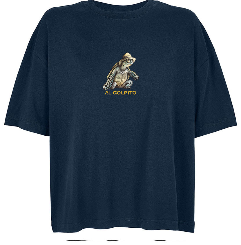 Camiseta Oversize Mujer Azul Navy con Diseño "Al Golpito" | Our Style Canarias - ourstyle.es