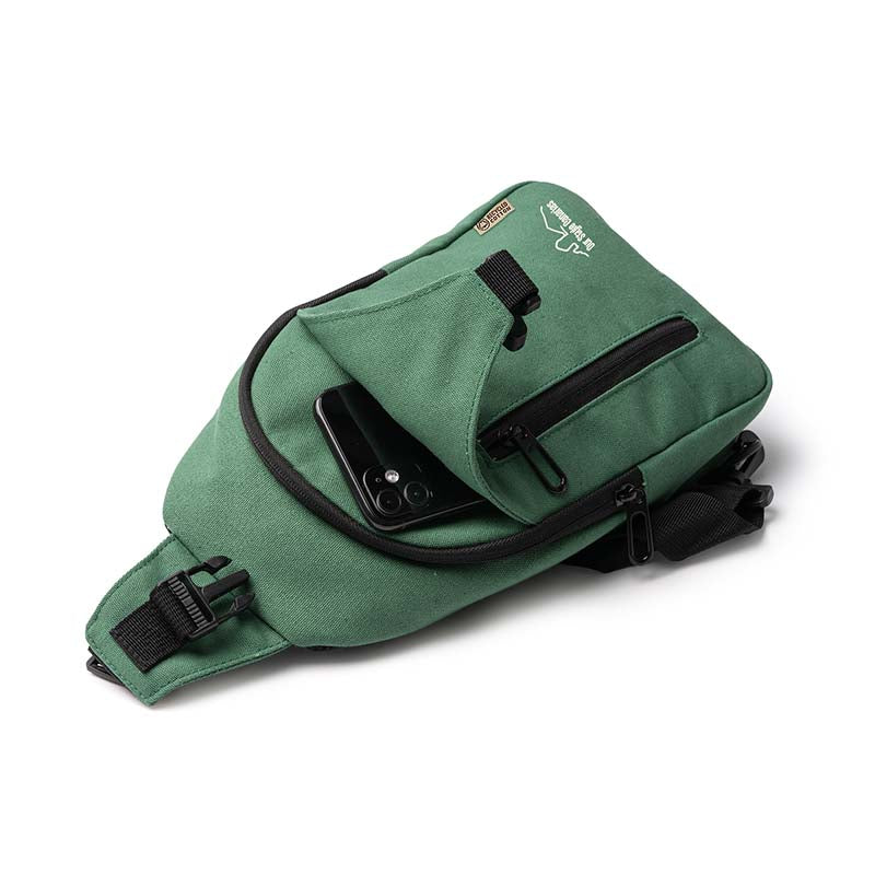 Bandolera de algodón canvas reciclado con bolsillos y cinta ajustable – 30x6 cm - ourstyle.es