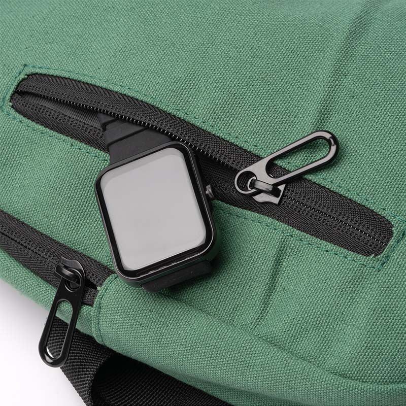 Bandolera de algodón canvas reciclado con bolsillos y cinta ajustable – 30x6 cm - ourstyle.es