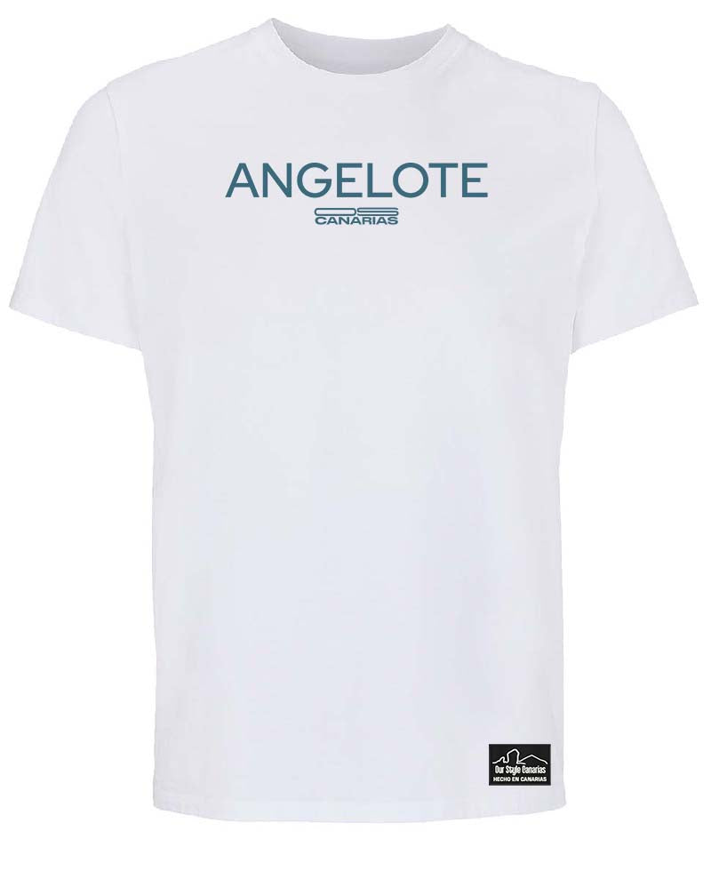 175 - Camiseta Orgánica "Angelote" Negra Hueso | Our Style Canarias