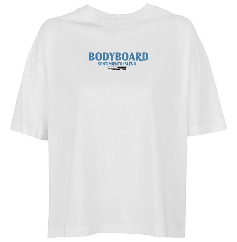 Camiseta Oversize Mujer Blanca con Diseño "Bodyboard" | Our Style Canarias - ourstyle.es