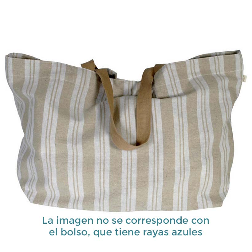 Bolso rectangular de lino a rayas azules Maluca 72x20x45 cm – Bolso playa grande - ourstyle.es