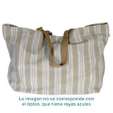 Bolso rectangular de lino a rayas azules Maluca 72x20x45 cm – Bolso playa grande - ourstyle.es