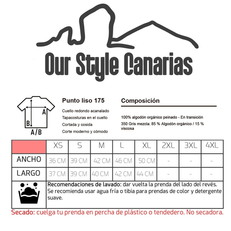 Guía de tallas - 175 - Camiseta Orgánica 